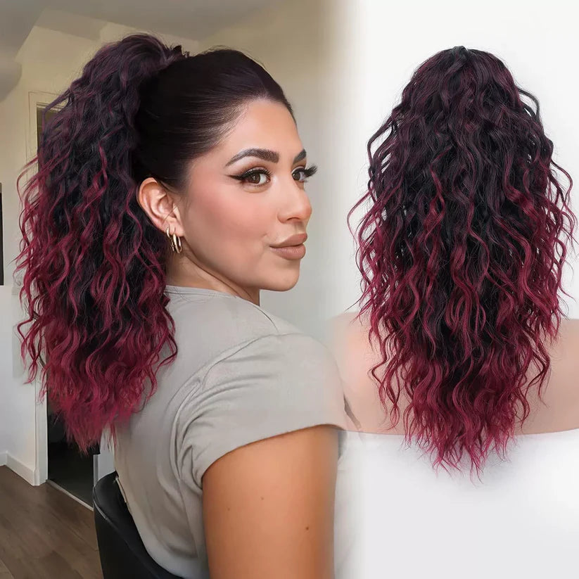 đ LETZTER TAG DER AKTION - 50 % RABATT đ18 Zoll lockige, gewellte Frizz-HaarverlĂ€ngerung mit Pferdeschwanz