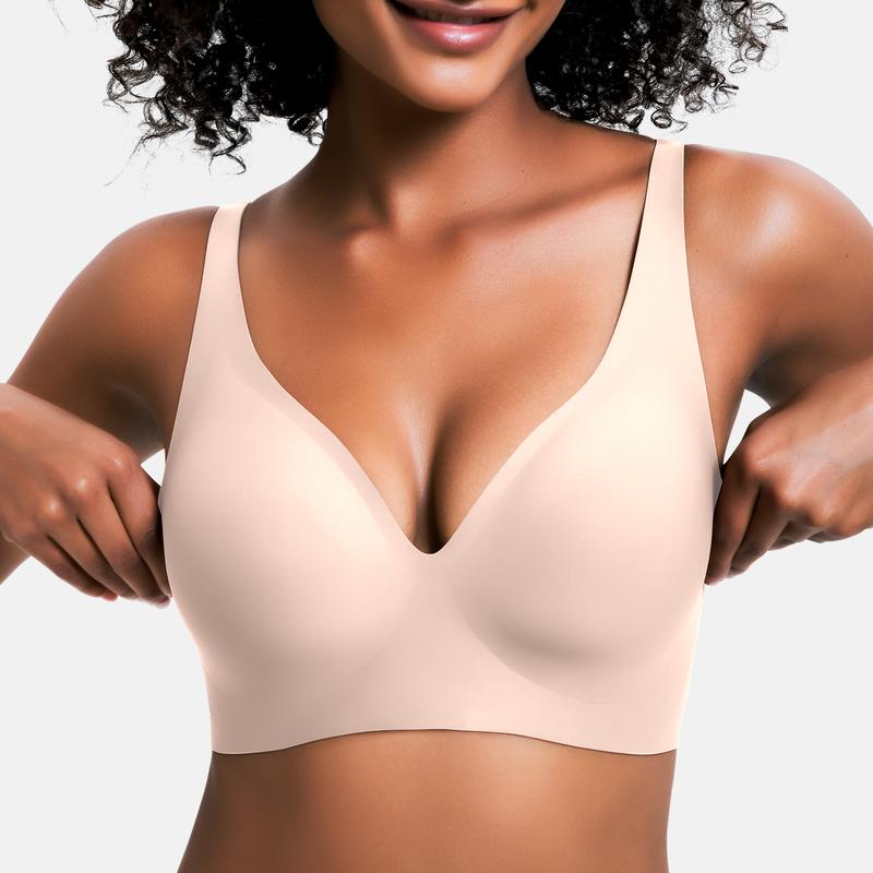 💜Begrenzte Zeit 50% Rabatt💜Nahtloser Push-up-BH mit tiefem V-Ausschnitt und ohne Bügel