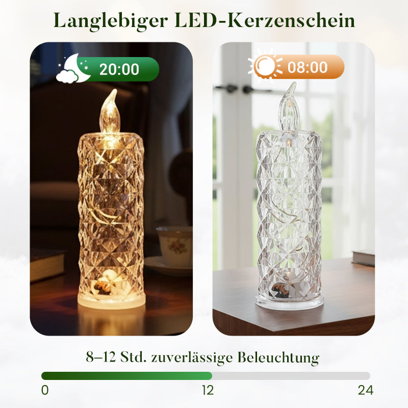 4er-Set LED-Kerzen mit Kristall-Optik