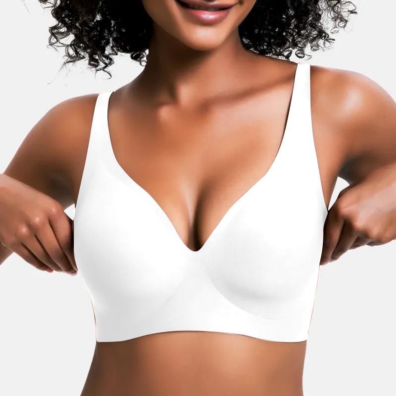 💜Begrenzte Zeit 50% Rabatt💜Nahtloser Push-up-BH mit tiefem V-Ausschnitt und ohne Bügel