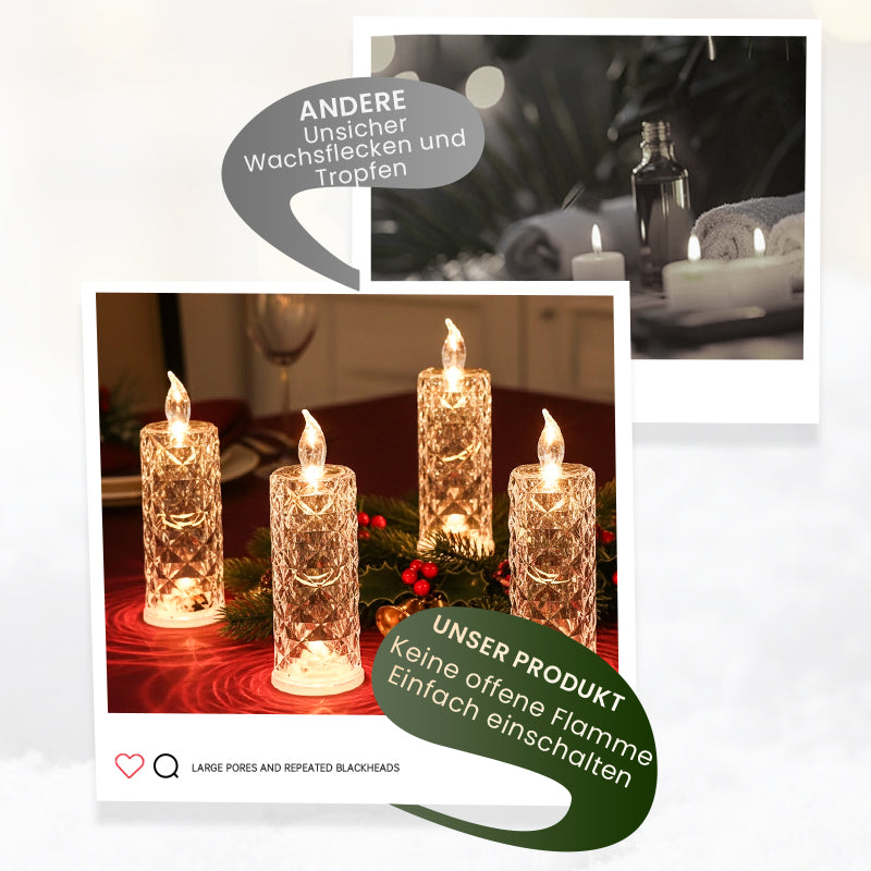 4er-Set LED-Kerzen mit Kristall-Optik