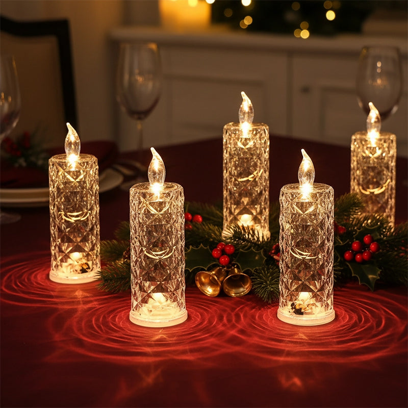 4er-Set LED-Kerzen mit Kristall-Optik