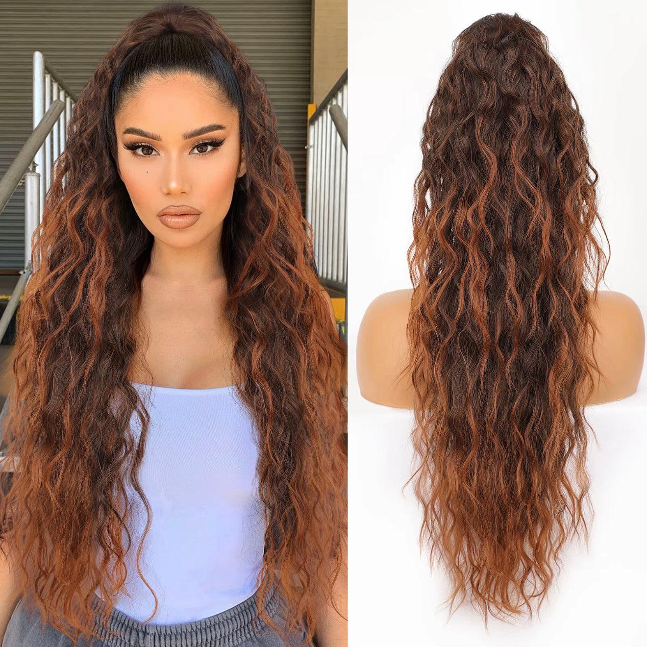 💜 LETZTER TAG DER AKTION - 50 % RABATT 💜Lockige, gewellte Frizz-Haarverlängerung mit Pferdeschwanz