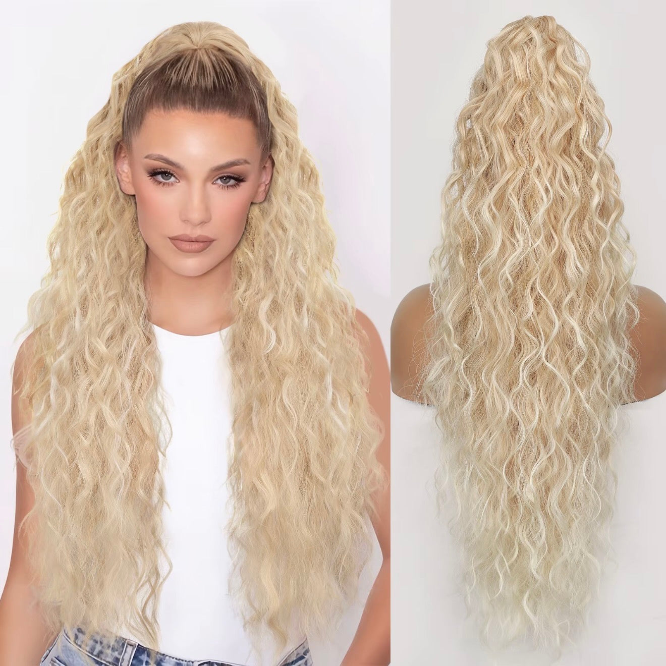 💜 LETZTER TAG DER AKTION - 50 % RABATT 💜Lockige, gewellte Frizz-Haarverlängerung mit Pferdeschwanz