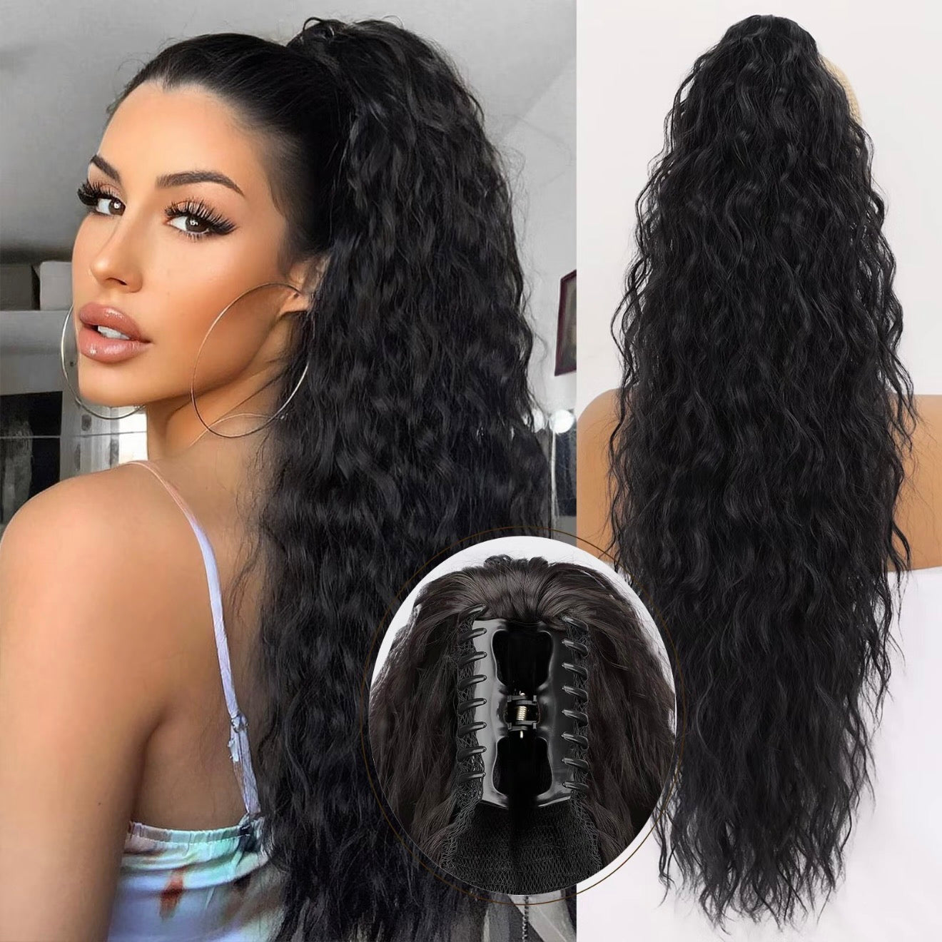 💜 LETZTER TAG DER AKTION - 50 % RABATT 💜Lockige, gewellte Frizz-Haarverlängerung mit Pferdeschwanz