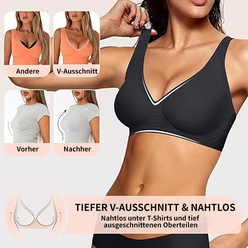 💜Begrenzte Zeit 50% Rabatt💜Nahtloser Push-up-BH mit tiefem V-Ausschnitt und ohne Bügel