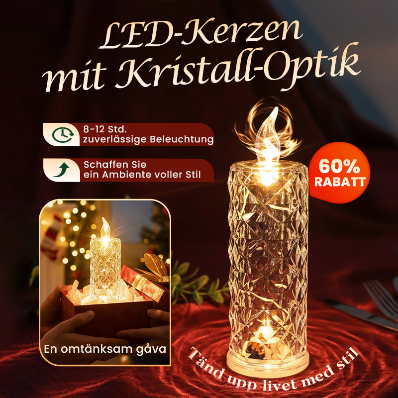 4er-Set LED-Kerzen mit Kristall-Optik