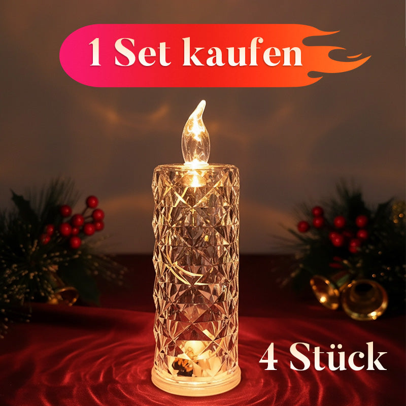 4er-Set LED-Kerzen mit Kristall-Optik