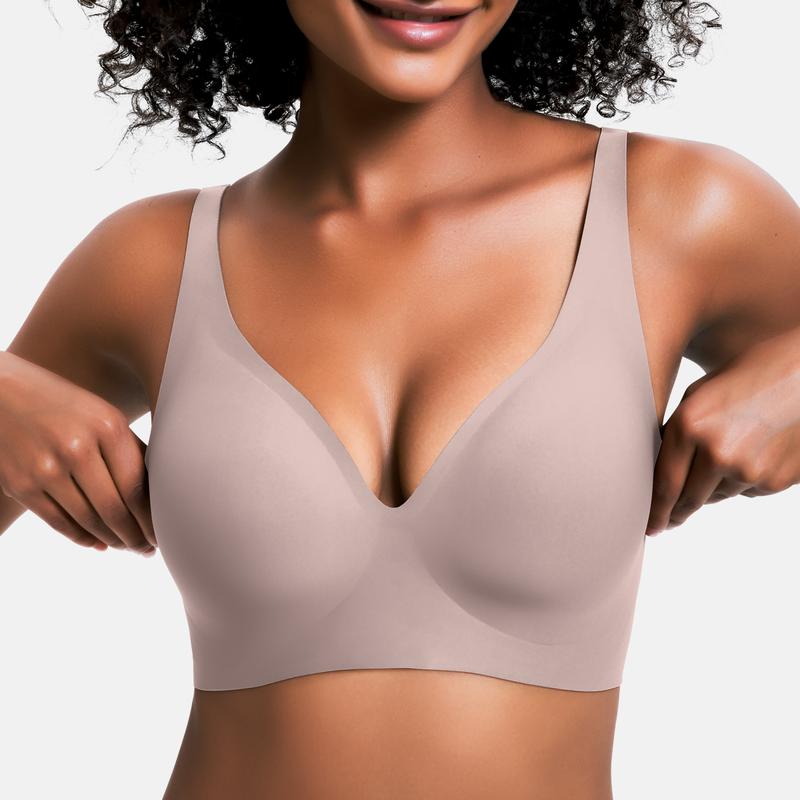 💜Begrenzte Zeit 50% Rabatt💜Nahtloser Push-up-BH mit tiefem V-Ausschnitt und ohne Bügel