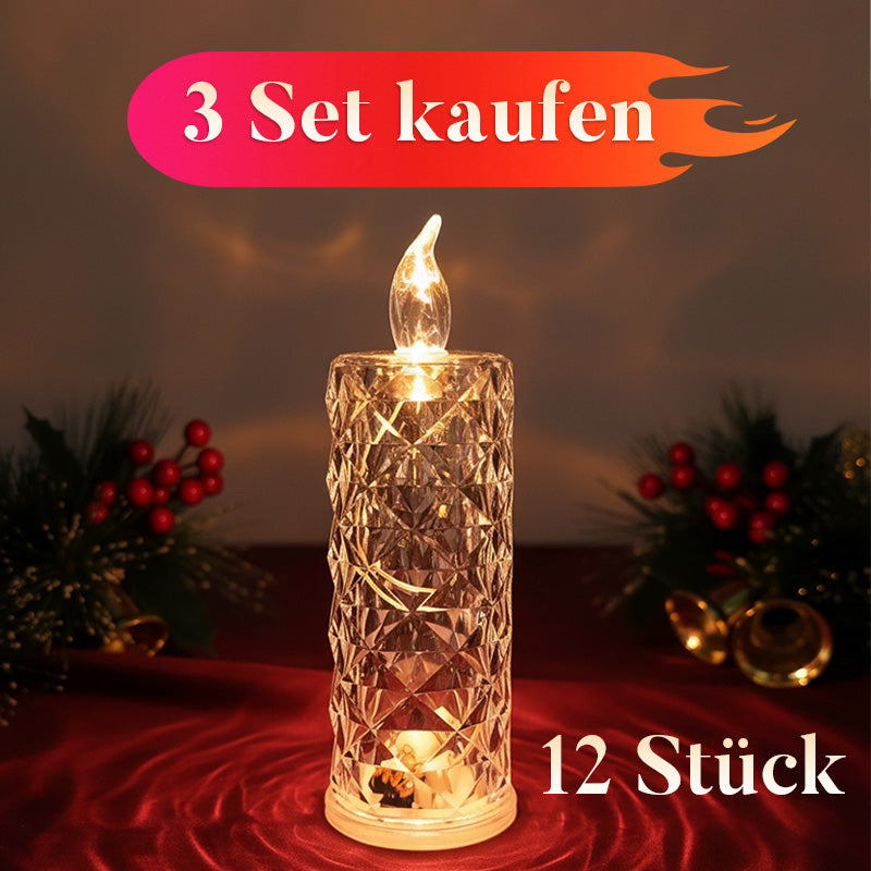 4er-Set LED-Kerzen mit Kristall-Optik
