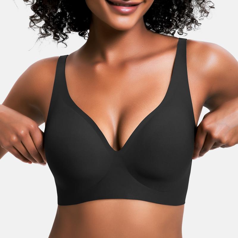 💜Begrenzte Zeit 50% Rabatt💜Nahtloser Push-up-BH mit tiefem V-Ausschnitt und ohne Bügel