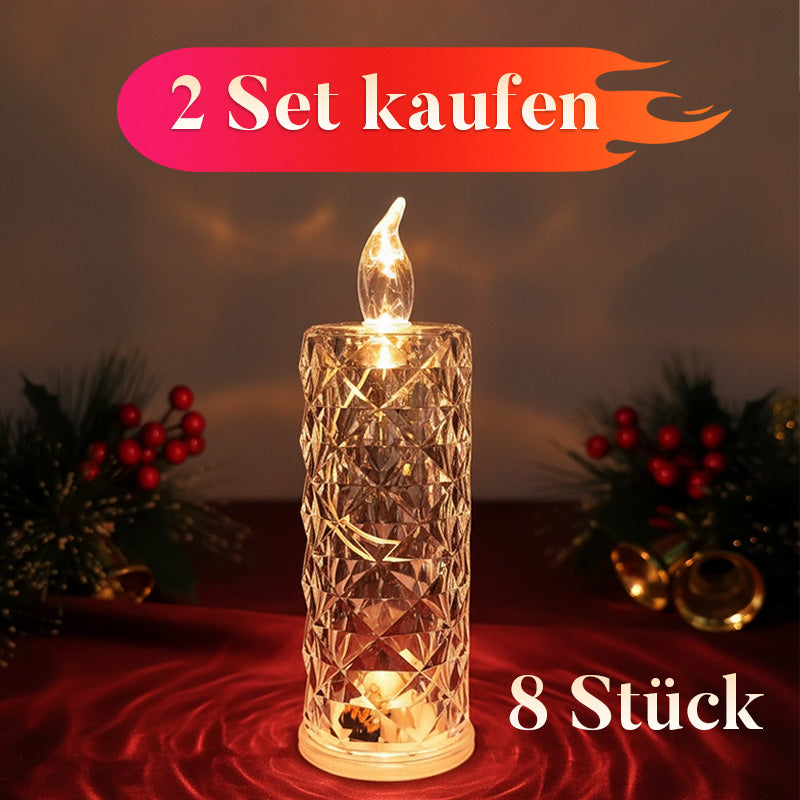 4er-Set LED-Kerzen mit Kristall-Optik