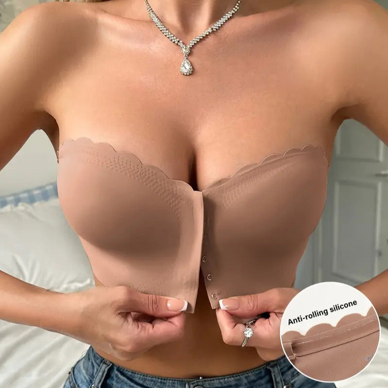 🔥 Letzter Tag 50% Rabatt! 🔥Nahtloser trägerloser Bandeau-BH mit Frontverschluss