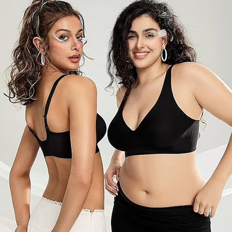 💜Begrenzte Zeit 50% Rabatt💜Nahtloser Push-up-BH mit tiefem V-Ausschnitt und ohne Bügel