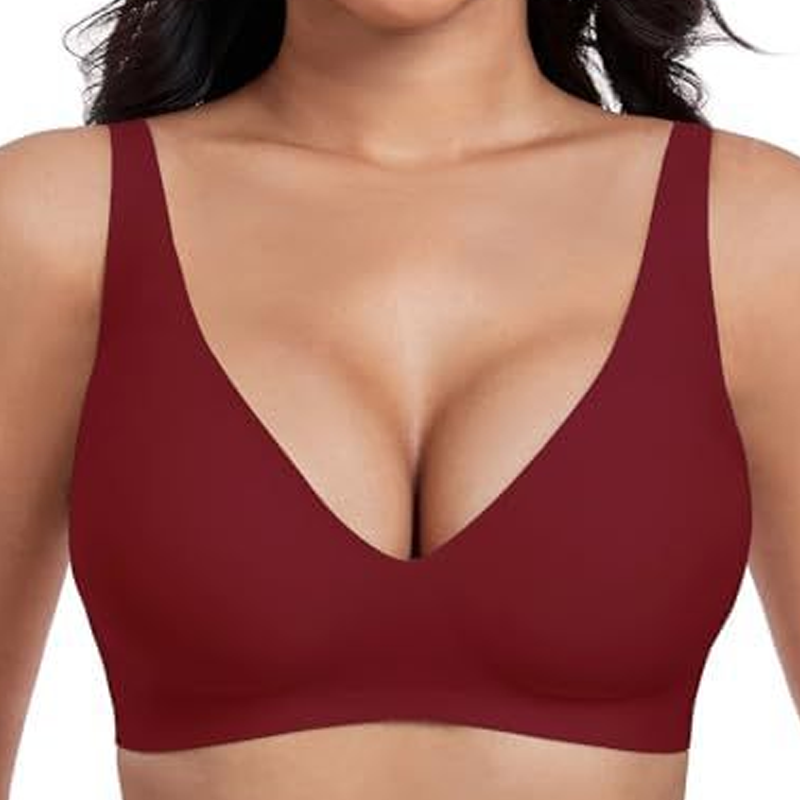💜Begrenzte Zeit 50% Rabatt💜Nahtloser Push-up-BH mit tiefem V-Ausschnitt und ohne Bügel