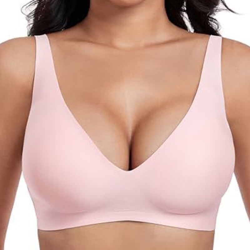 2-teiliges Set💕 Nahtloser, kabelloser Push-up-BH für Damen – Tiefes V