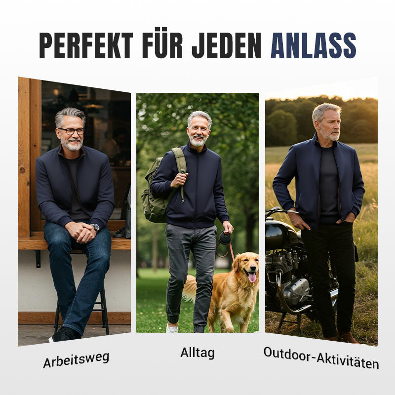 ❄️Einfarbige, warme Herrenjacke mit Reißverschluss –💪Knitterfrei, wind-, regen- und schneefest!