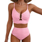 💕 LETZTER TAG AKTION – 50 % RABATT 💕Damen Push-up Bikini mit hohem Bund