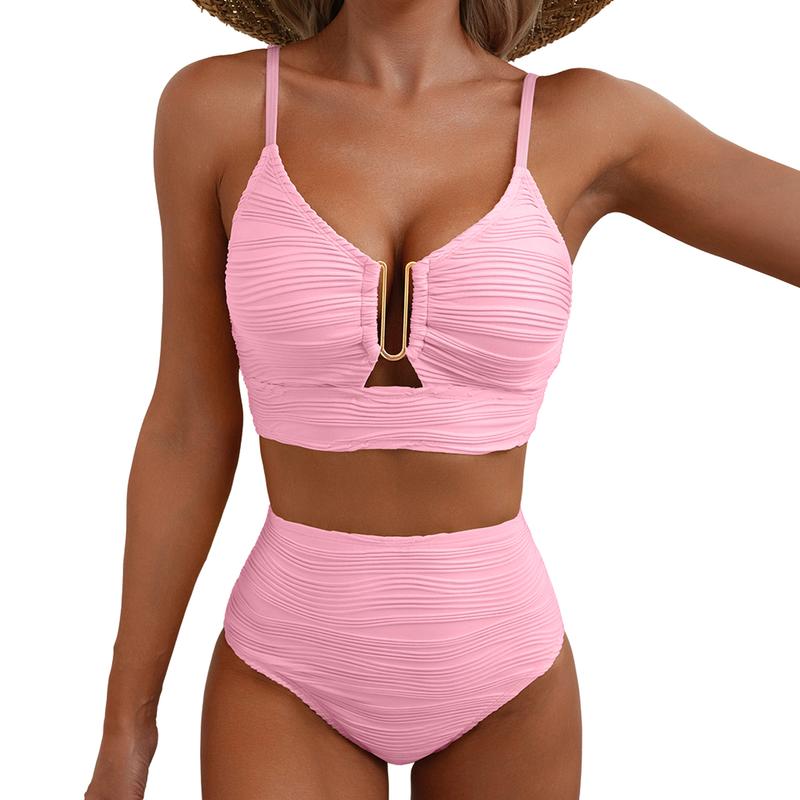 💕 LETZTER TAG AKTION – 50 % RABATT 💕Damen Push-up Bikini mit hohem Bund