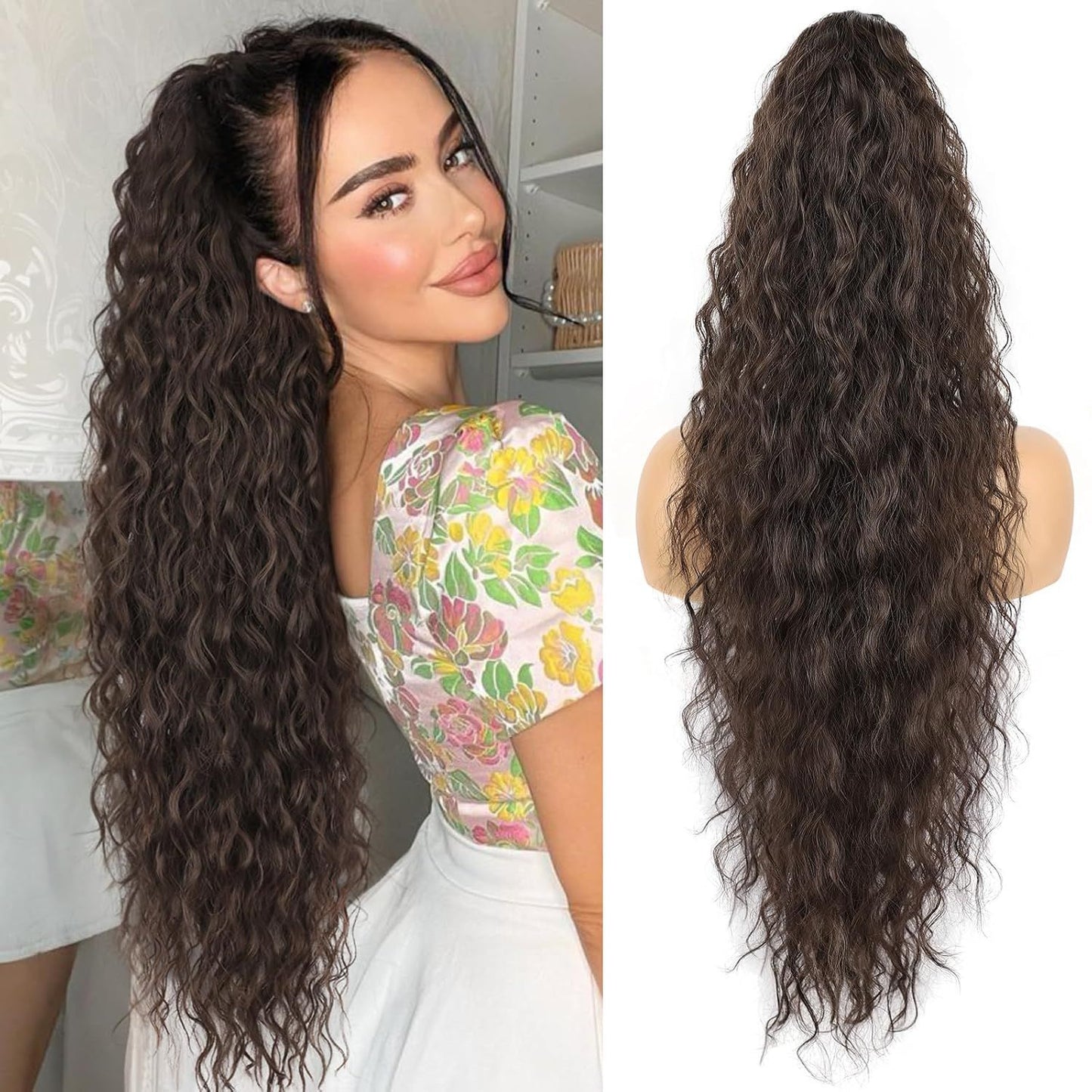 💜 LETZTER TAG DER AKTION - 50 % RABATT 💜Lockige, gewellte Frizz-Haarverlängerung mit Pferdeschwanz