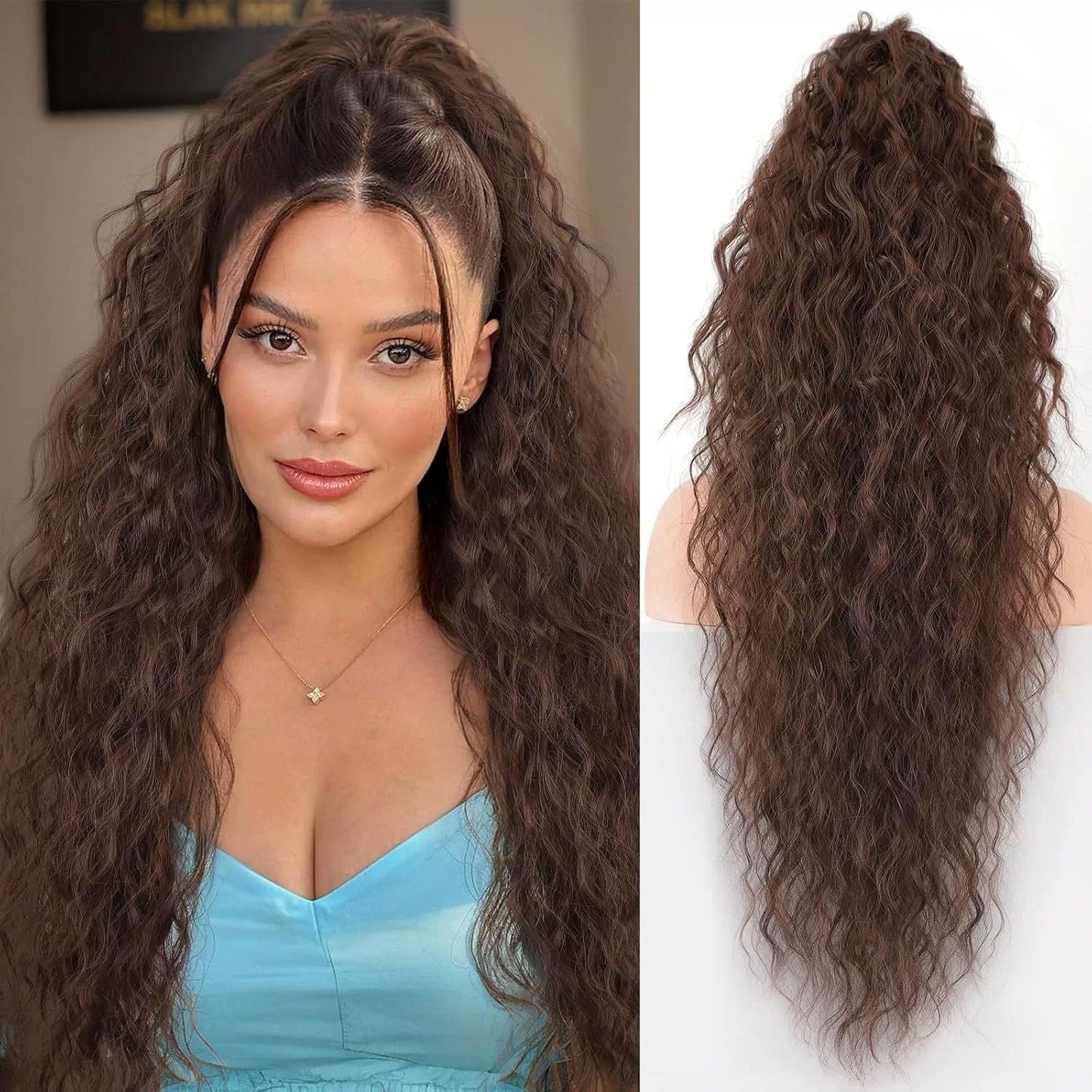 💜 LETZTER TAG DER AKTION - 50 % RABATT 💜Lockige, gewellte Frizz-Haarverlängerung mit Pferdeschwanz