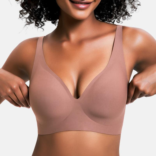 💜Begrenzte Zeit 50% Rabatt💜Nahtloser Push-up-BH mit tiefem V-Ausschnitt und ohne Bügel