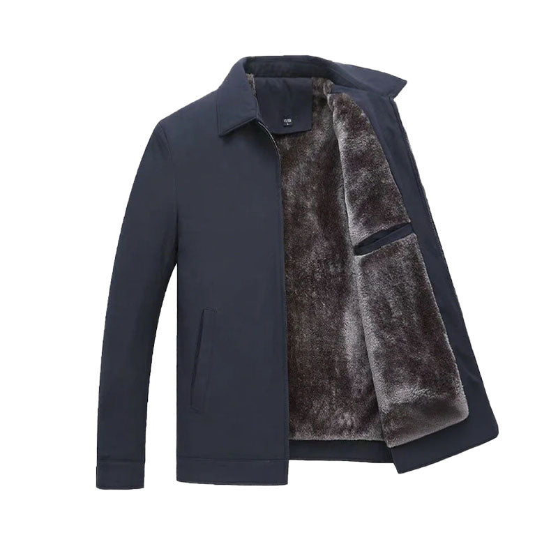 ❄️Einfarbige, warme Herrenjacke mit Reißverschluss –💪Knitterfrei, wind-, regen- und schneefest!