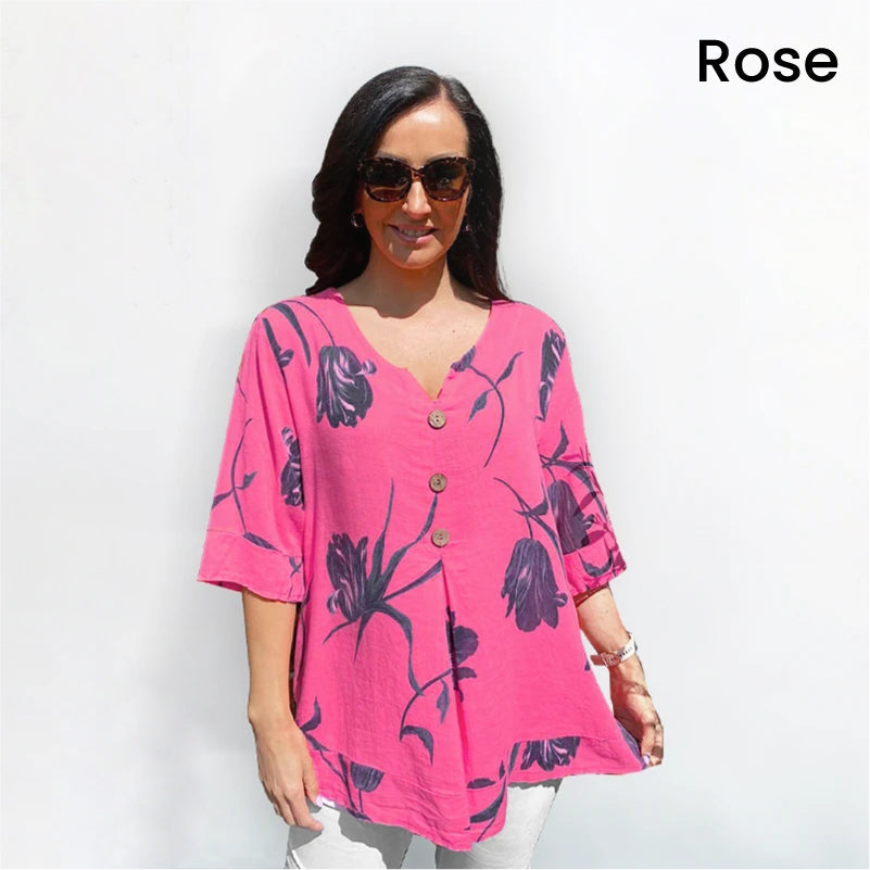 🎉Neue Produkteinführung💐👚 – Lockeres Damenoberteil aus Leinen mit V-Ausschnitt 💝🌹