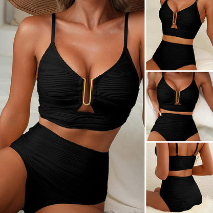 💕 LETZTER TAG AKTION – 50 % RABATT 💕Damen Push-up Bikini mit hohem Bund