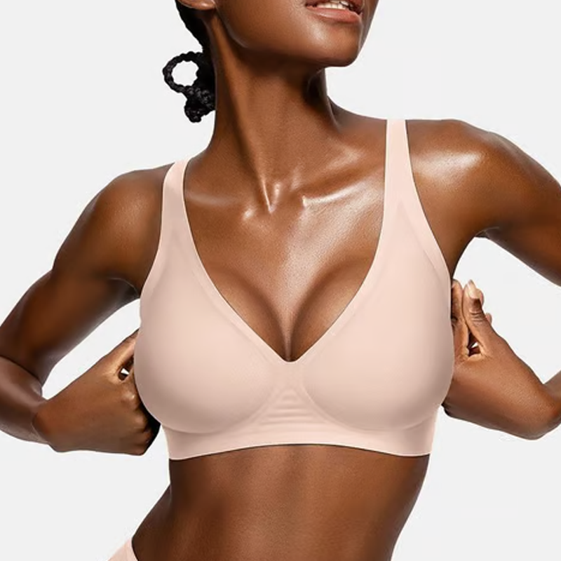 💜Begrenzte Zeit 50% Rabatt💜Nahtloser Push-up-BH mit tiefem V-Ausschnitt und ohne Bügel
