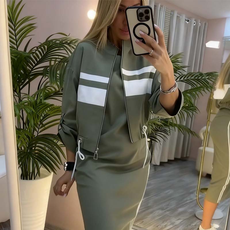 ❄️LETZTER TAG – 51 % RABATT 💖 Damen-Set aus Stehkragenjacke und Kleid