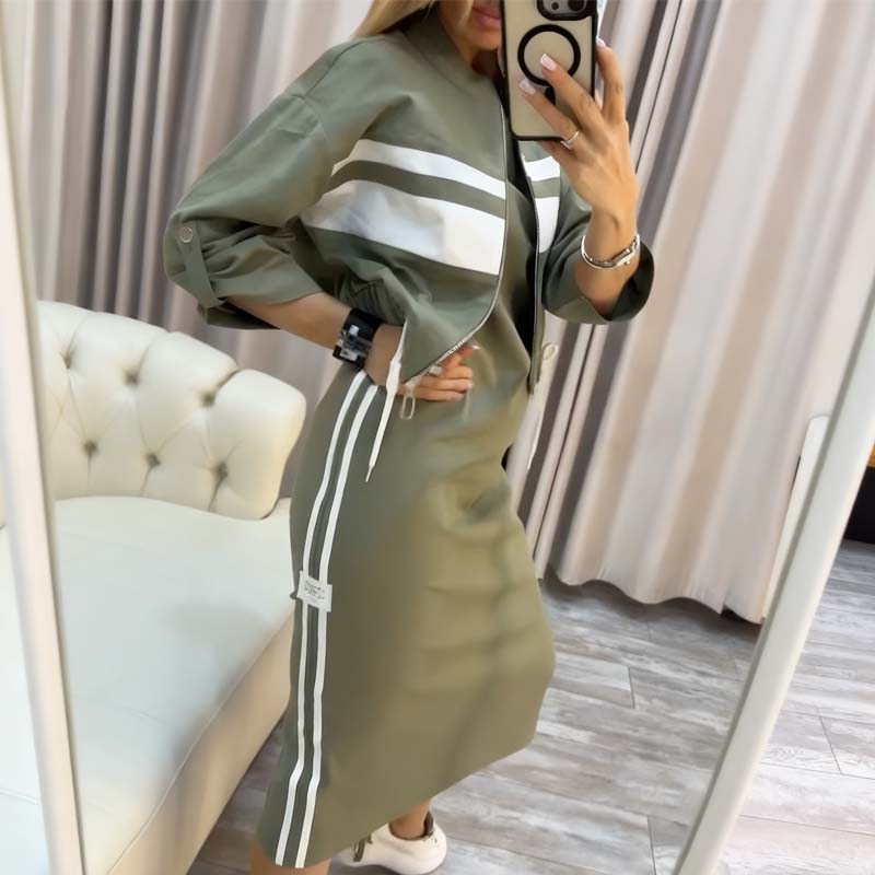 ❄️LETZTER TAG – 51 % RABATT 💖 Damen-Set aus Stehkragenjacke und Kleid