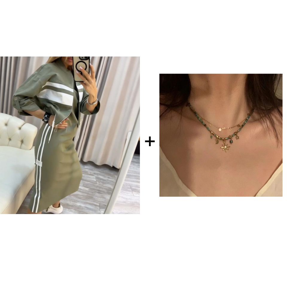 ❄️LETZTER TAG – 51 % RABATT 💖 Damen-Set aus Stehkragenjacke und Kleid