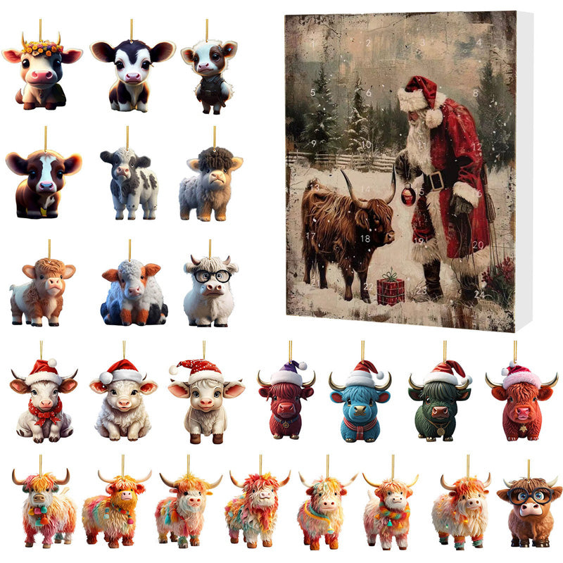 🎄Christmas Sale 50% Rabatt🎉Adventskalender mit Hochlandrind-Design
