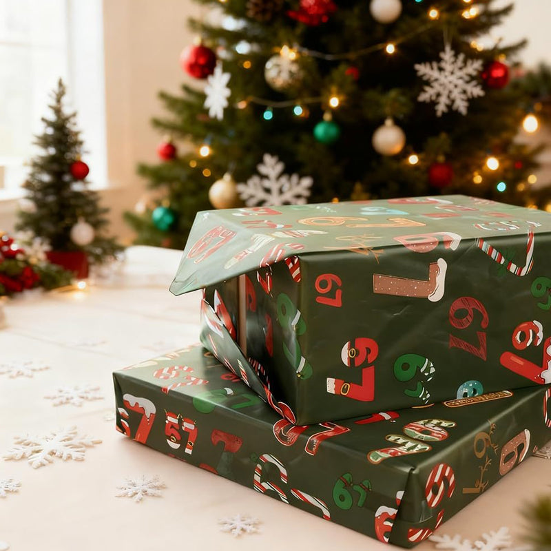 🎁🎄 Lustiges Weihnachts-Zahlen-Muster Geschenkpapier – Mach Deine Geschenke Unvergesslich!
