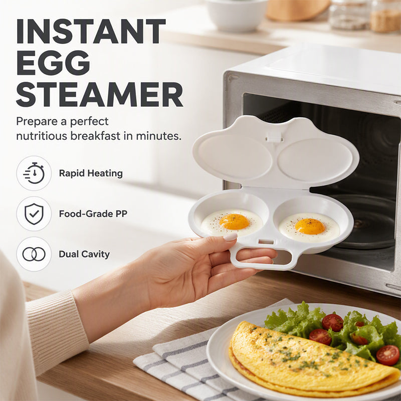 ✨50% Rabatt✨🍳 Mikrowellen-Eierkocher mit Deckel und Griff – Schnell, sicher & platzsparend – Perfekt für das schnelle Frühstück, Weich- & Hartgekochte Eier in Minuten ✨