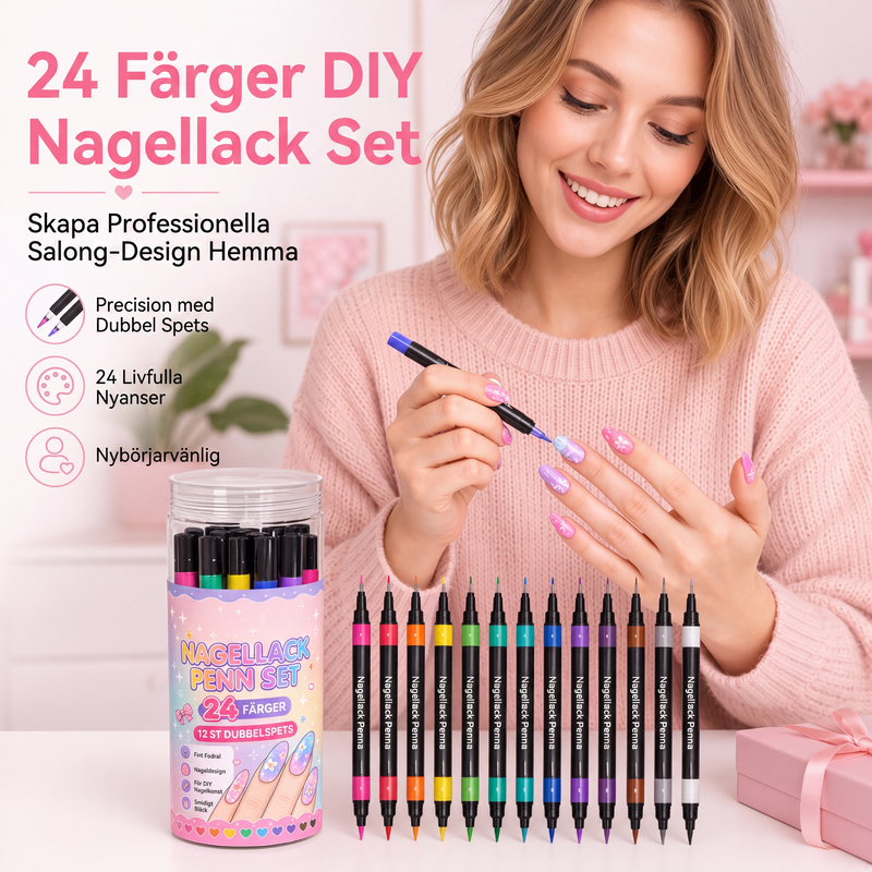 🔥24-Farben-Nagelkunststifte, 12 doppelseitige Stifte mit zwei Spitzen – für kreative Nageldesigns