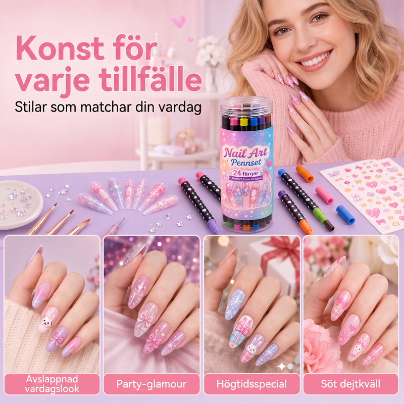 🔥24-Farben-Nagelkunststifte, 12 doppelseitige Stifte mit zwei Spitzen – für kreative Nageldesigns