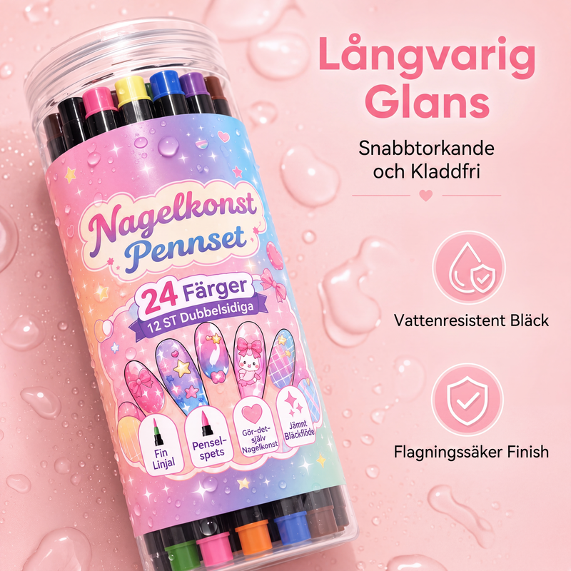 🔥24-Farben-Nagelkunststifte, 12 doppelseitige Stifte mit zwei Spitzen – für kreative Nageldesigns