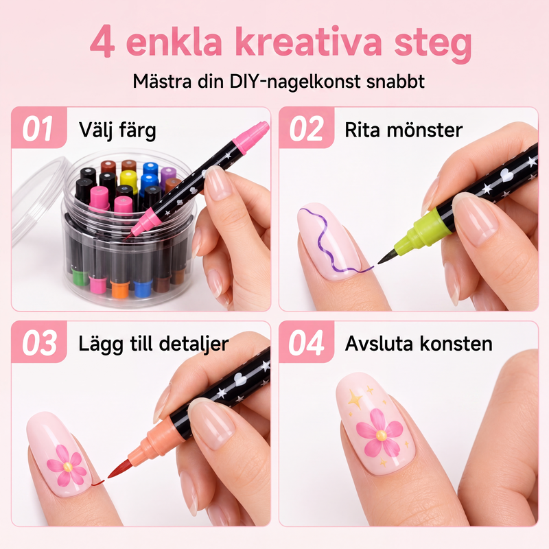 🔥24-Farben-Nagelkunststifte, 12 doppelseitige Stifte mit zwei Spitzen – für kreative Nageldesigns
